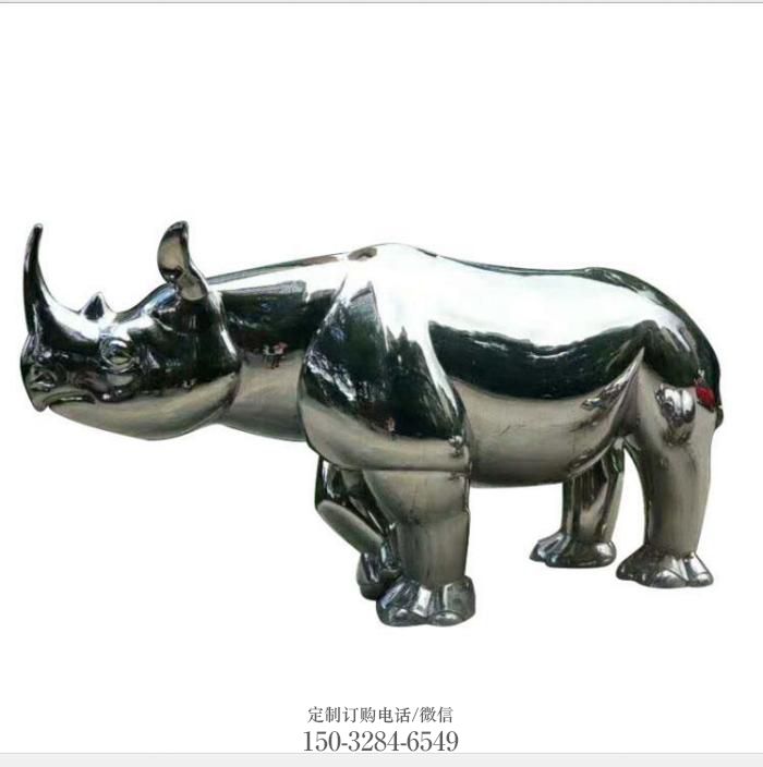 企业犀牛雕塑 景观艺术牛类雕塑承接 商场不锈钢犀牛雕塑常用